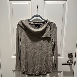 Gray Asymmetrical Button Sweater